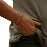 Pewter Brass Gold Bracelet with Oval Rectangle Beads - Creative Jewelry by Marcia - Asymmetrical Jewelry - Timeless Jewelry
